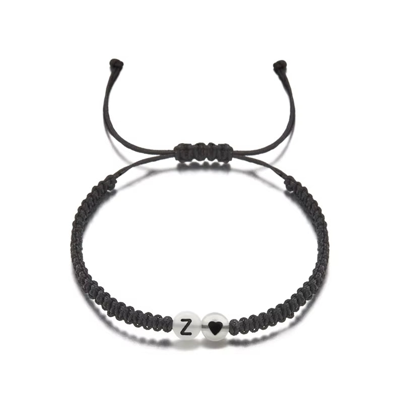 Luminous 26 Letter Initial Heart Bracelet Handmade A-Z Name Braided Bracelet for Women Men Matching Friend Infinite Love Jewelry