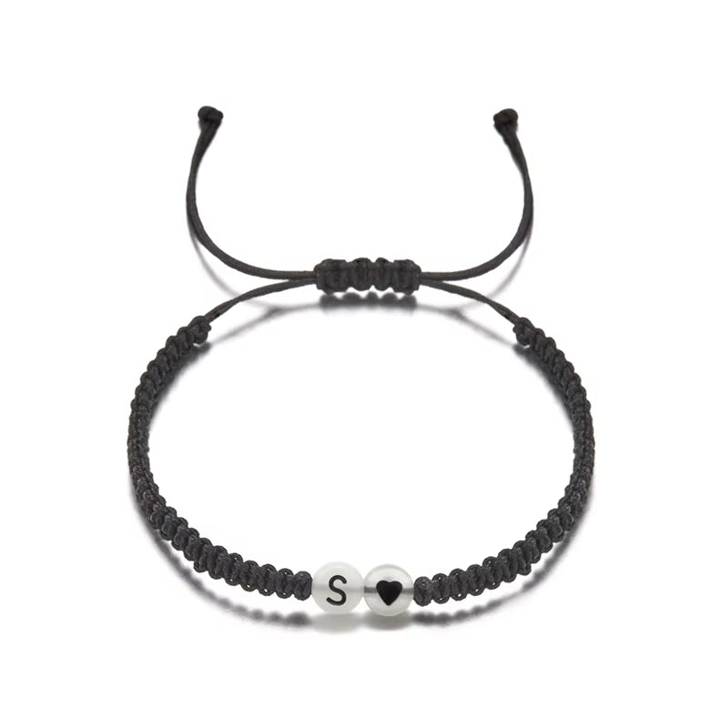Luminous 26 Letter Initial Heart Bracelet Handmade A-Z Name Braided Bracelet for Women Men Matching Friend Infinite Love Jewelry