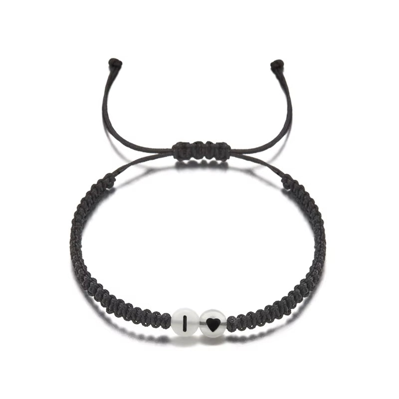Luminous 26 Letter Initial Heart Bracelet Handmade A-Z Name Braided Bracelet for Women Men Matching Friend Infinite Love Jewelry