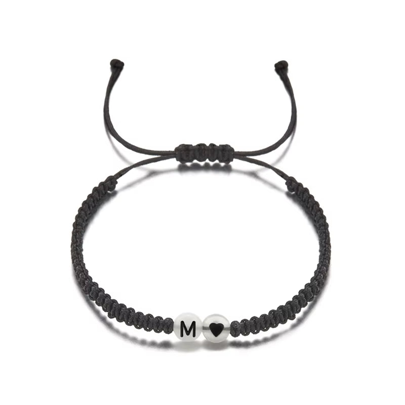Luminous 26 Letter Initial Heart Bracelet Handmade A-Z Name Braided Bracelet for Women Men Matching Friend Infinite Love Jewelry