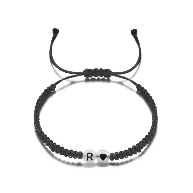 Luminous 26 Letter Initial Heart Bracelet Handmade A-Z Name Braided Bracelet for Women Men Matching Friend Infinite Love Jewelry