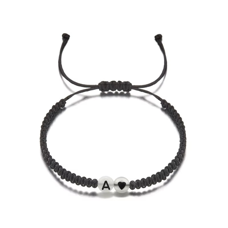 Luminous 26 Letter Initial Heart Bracelet Handmade A-Z Name Braided Bracelet for Women Men Matching Friend Infinite Love Jewelry