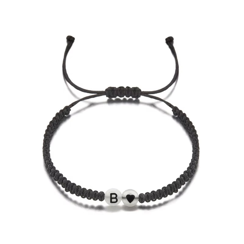 Luminous 26 Letter Initial Heart Bracelet Handmade A-Z Name Braided Bracelet for Women Men Matching Friend Infinite Love Jewelry