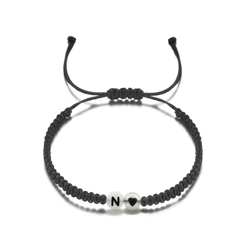 Luminous 26 Letter Initial Heart Bracelet Handmade A-Z Name Braided Bracelet for Women Men Matching Friend Infinite Love Jewelry