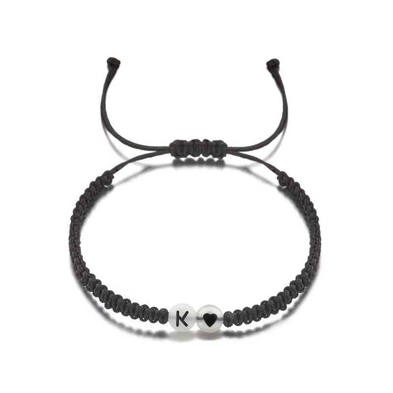 Luminous 26 Letter Initial Heart Bracelet Handmade A-Z Name Braided Bracelet for Women Men Matching Friend Infinite Love Jewelry