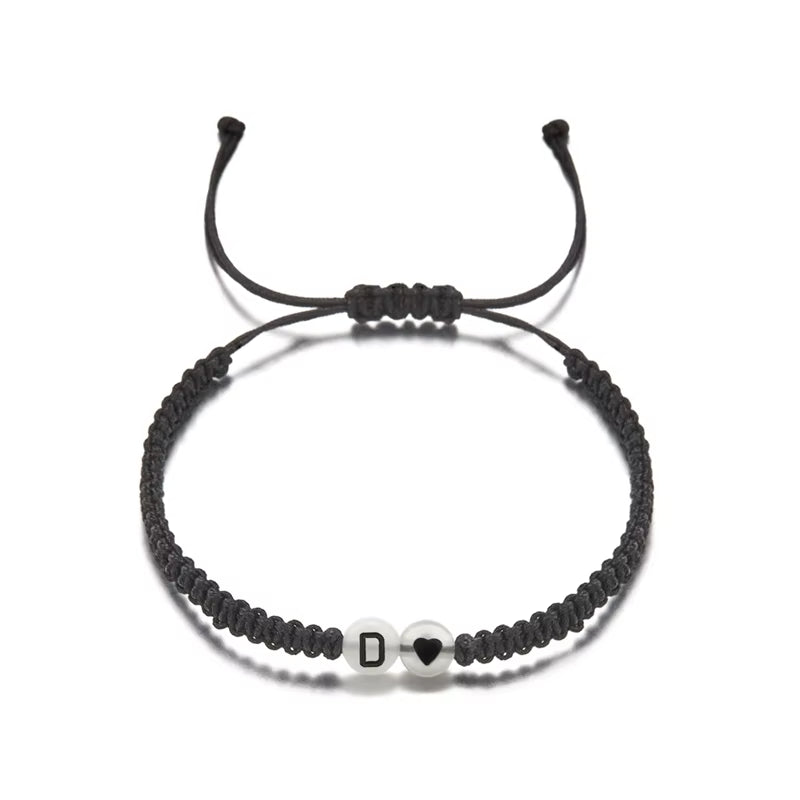 Luminous 26 Letter Initial Heart Bracelet Handmade A-Z Name Braided Bracelet for Women Men Matching Friend Infinite Love Jewelry