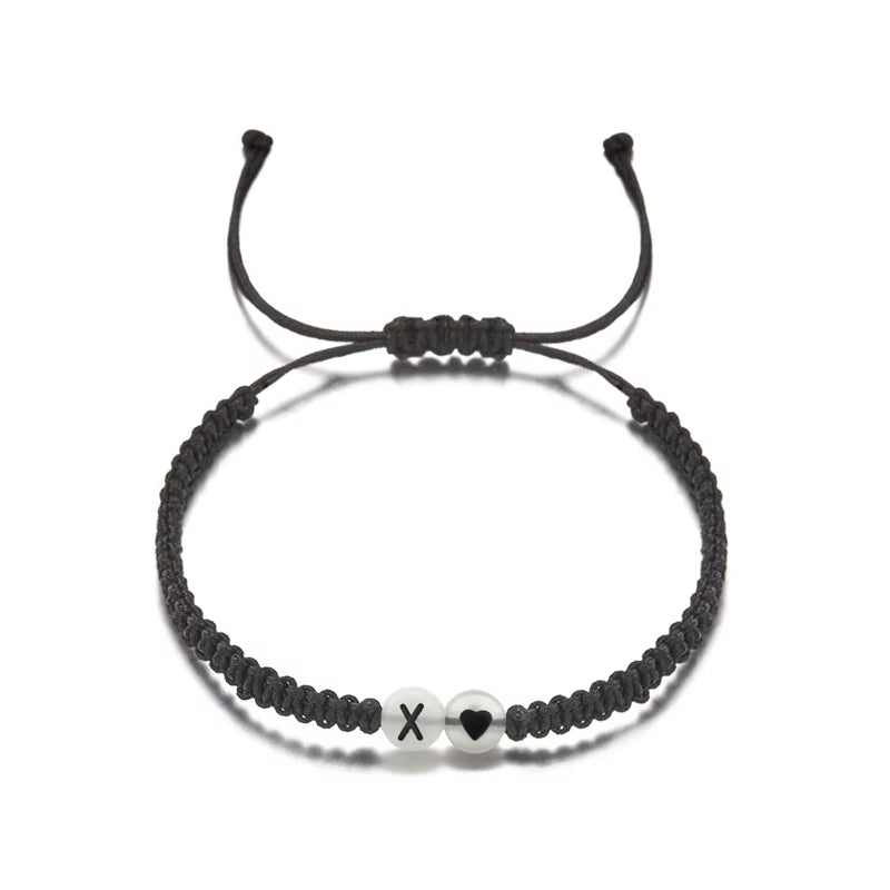Luminous 26 Letter Initial Heart Bracelet Handmade A-Z Name Braided Bracelet for Women Men Matching Friend Infinite Love Jewelry