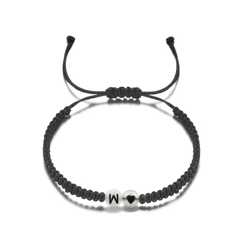 Luminous 26 Letter Initial Heart Bracelet Handmade A-Z Name Braided Bracelet for Women Men Matching Friend Infinite Love Jewelry