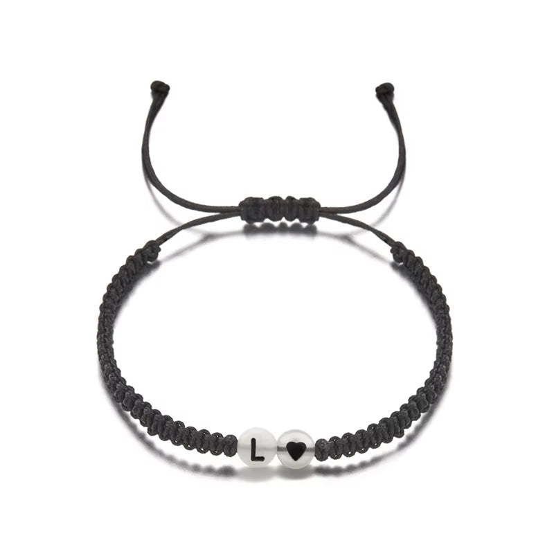 Luminous 26 Letter Initial Heart Bracelet Handmade A-Z Name Braided Bracelet for Women Men Matching Friend Infinite Love Jewelry
