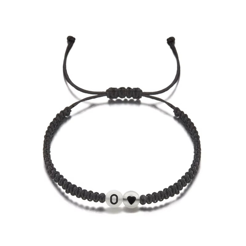 Luminous 26 Letter Initial Heart Bracelet Handmade A-Z Name Braided Bracelet for Women Men Matching Friend Infinite Love Jewelry
