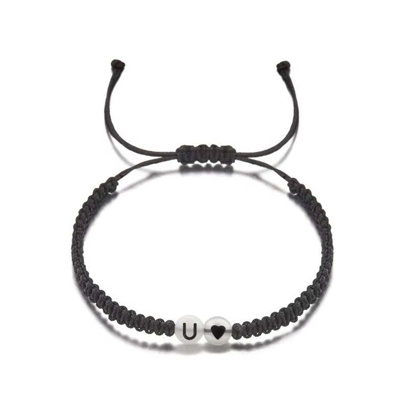 Luminous 26 Letter Initial Heart Bracelet Handmade A-Z Name Braided Bracelet for Women Men Matching Friend Infinite Love Jewelry