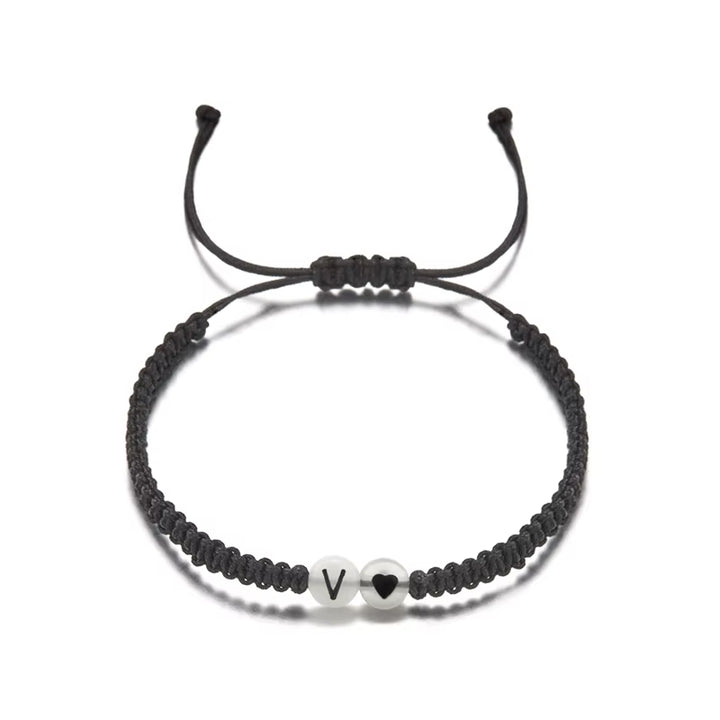 Luminous 26 Letter Initial Heart Bracelet Handmade A-Z Name Braided Bracelet for Women Men Matching Friend Infinite Love Jewelry