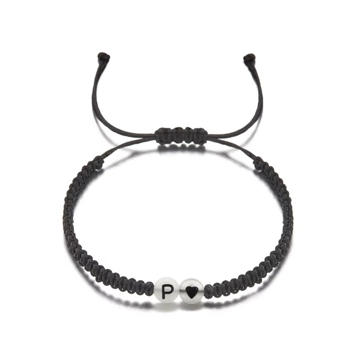 Luminous 26 Letter Initial Heart Bracelet Handmade A-Z Name Braided Bracelet for Women Men Matching Friend Infinite Love Jewelry