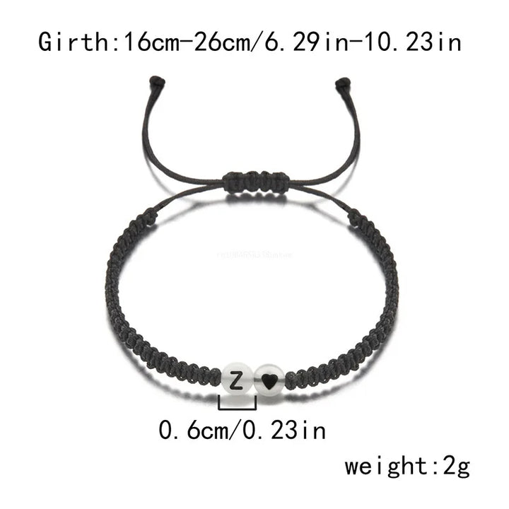 Luminous 26 Letter Initial Heart Bracelet Handmade A-Z Name Braided Bracelet for Women Men Matching Friend Infinite Love Jewelry