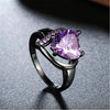 Fashion Couple Rings Romantic Women Heart Purple Rhinestones Zircon Ring Men Stainless Steel Celtic Dragon Ring Wedding Jewelry