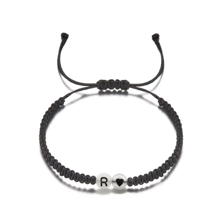 Luminous 26 Letter Initial Heart Bracelet Handmade A-Z Name Braided Bracelet for Women Men Matching Friend Infinite Love Jewelry