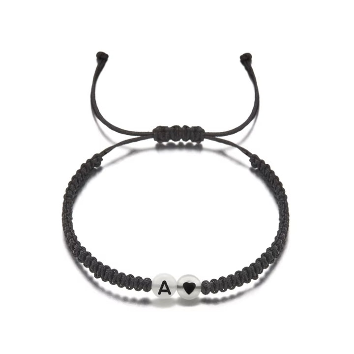 Luminous 26 Letter Initial Heart Bracelet Handmade A-Z Name Braided Bracelet for Women Men Matching Friend Infinite Love Jewelry