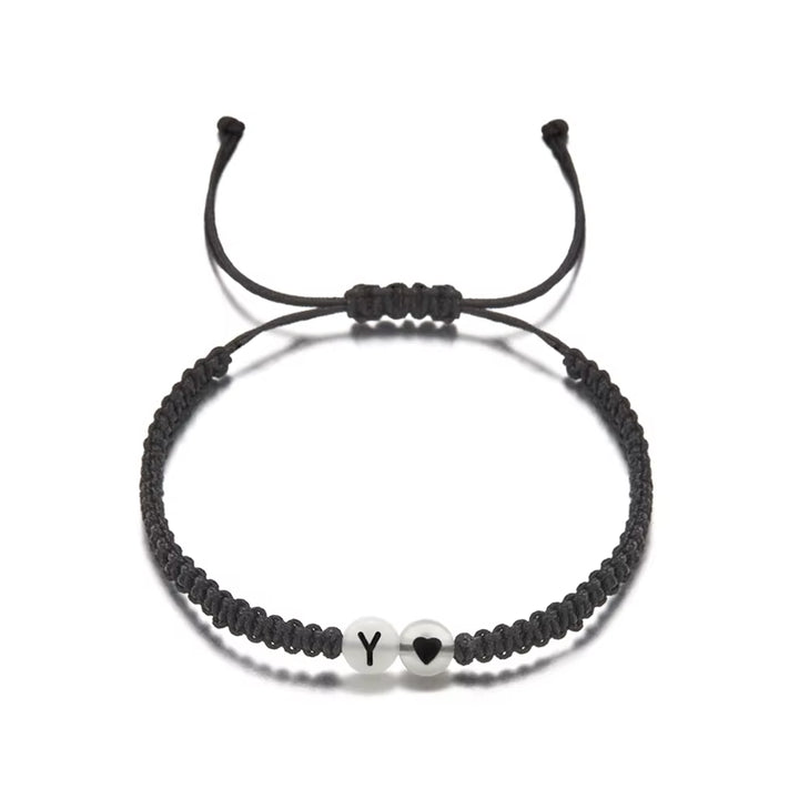 Luminous 26 Letter Initial Heart Bracelet Handmade A-Z Name Braided Bracelet for Women Men Matching Friend Infinite Love Jewelry