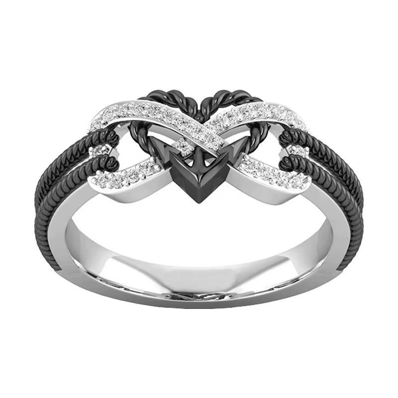 Charm Couple Rings for Men Stainless Steel Celtic Dragon Ring Heart Black Zircon Women Wedding Rings Set Valentine'S Day Jewelry