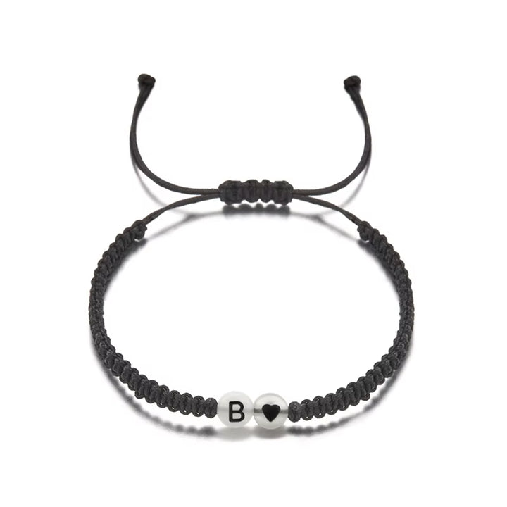 Luminous 26 Letter Initial Heart Bracelet Handmade A-Z Name Braided Bracelet for Women Men Matching Friend Infinite Love Jewelry