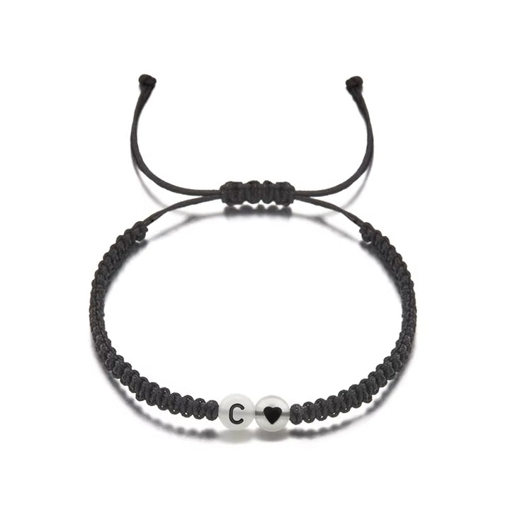 Luminous 26 Letter Initial Heart Bracelet Handmade A-Z Name Braided Bracelet for Women Men Matching Friend Infinite Love Jewelry