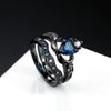 Charm Couple Ring Men'S Stainless Steel Celtic Dragon Ring Blue Zircon Women'S Ring Sets Valentine'S Day Wedding Band Jewelry