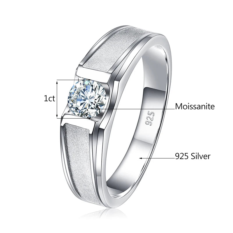 2 Carat Moissanite Rings for Men 925 Sterling Silver White Gold Plated Engagement Wedding Mens Jewellery 2024 Trend Gift Female