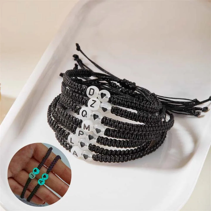 Luminous 26 Letter Initial Heart Bracelet Handmade A-Z Name Braided Bracelet for Women Men Matching Friend Infinite Love Jewelry