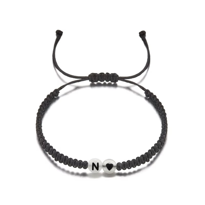 Luminous 26 Letter Initial Heart Bracelet Handmade A-Z Name Braided Bracelet for Women Men Matching Friend Infinite Love Jewelry