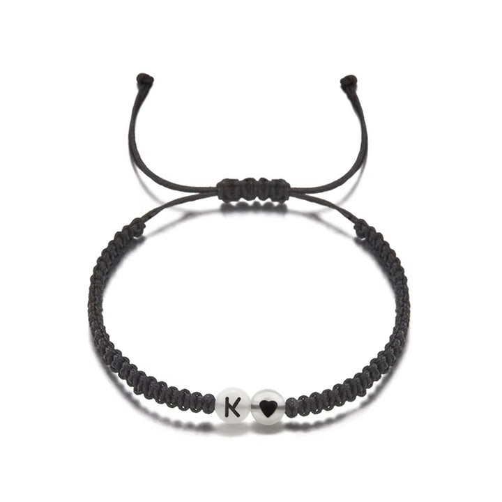 Luminous 26 Letter Initial Heart Bracelet Handmade A-Z Name Braided Bracelet for Women Men Matching Friend Infinite Love Jewelry