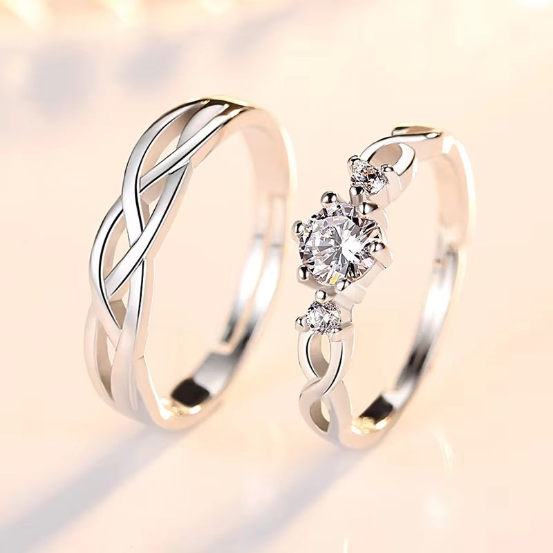 Lady'S 925 Sterling Silver Fashion Jewelry New Crystal Zircon Couple Rings for Men XY0348