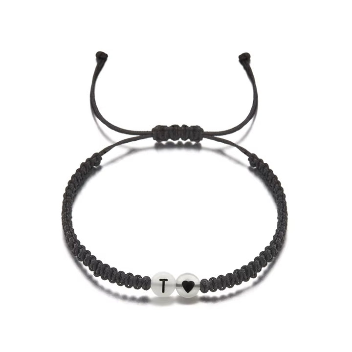 Luminous 26 Letter Initial Heart Bracelet Handmade A-Z Name Braided Bracelet for Women Men Matching Friend Infinite Love Jewelry