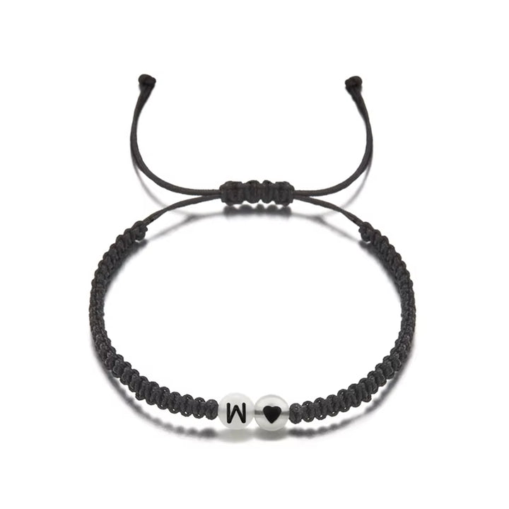 Luminous 26 Letter Initial Heart Bracelet Handmade A-Z Name Braided Bracelet for Women Men Matching Friend Infinite Love Jewelry
