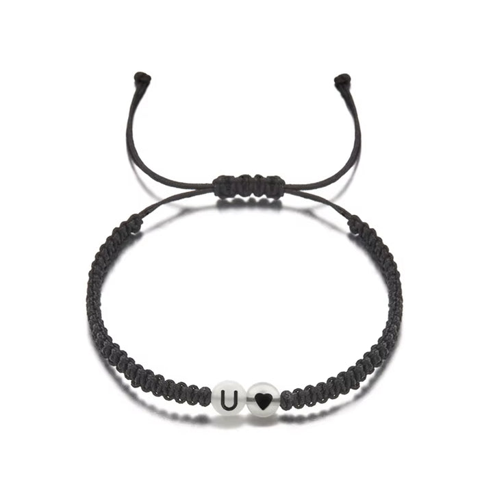 Luminous 26 Letter Initial Heart Bracelet Handmade A-Z Name Braided Bracelet for Women Men Matching Friend Infinite Love Jewelry