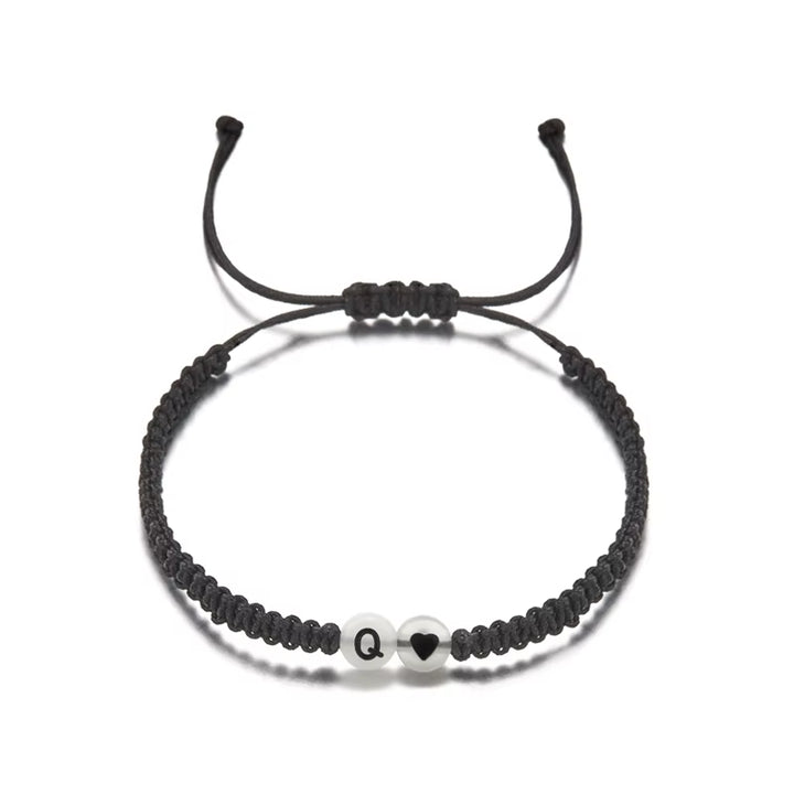 Luminous 26 Letter Initial Heart Bracelet Handmade A-Z Name Braided Bracelet for Women Men Matching Friend Infinite Love Jewelry