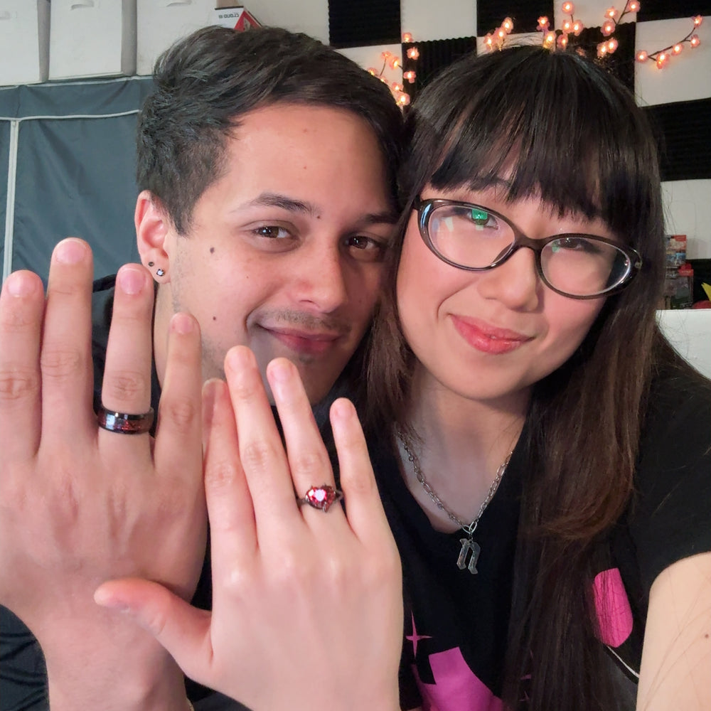 Real couple wearing Eternal Dragons Bond Ring